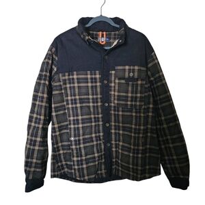 Haellun Men's Sherpa-Lined Flannel Shirt Jacket – Size L